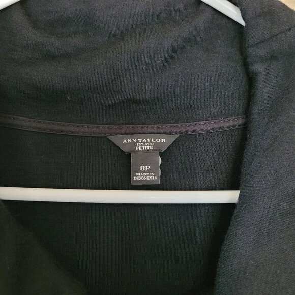 Ann Taylor Wool Blend Knit Sweater Dress Size 8 Black Cowl Neck Zip Thermal - Picture 2 of 7